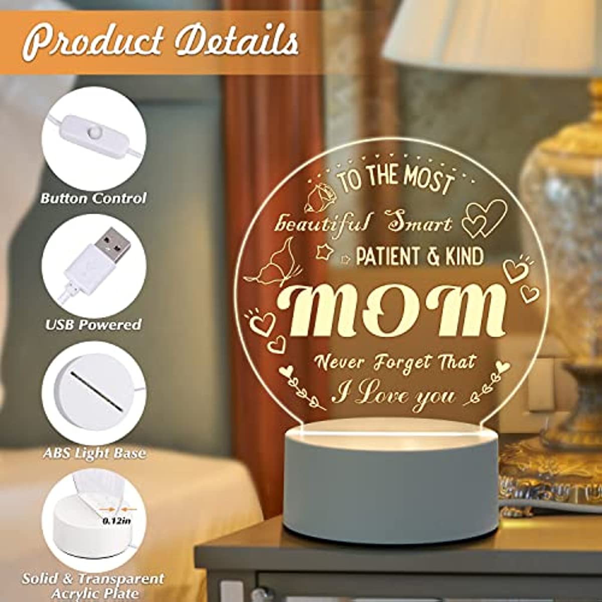 Led Engraved Night Lamp Mom's Gifts Gifts Mom Daughter Son - Temu