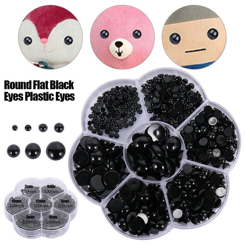 100PCS 6mm - 12mm Safety Eyes, Black Plastic Large Doll Eyes for Amigurumi,  DIY of Puppet, Teddy Bear Crafts, Crochet Toy and Stuffed Animals
