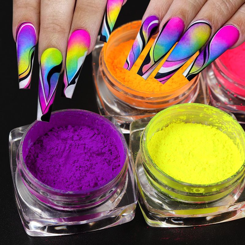 9 Boxes Neon Pigment Powder Nail Glitter Shimmer Nail Decoration  Accessories Colorful Dust For Manicure Art | Shop Now For Limited-time  Deals | Temu