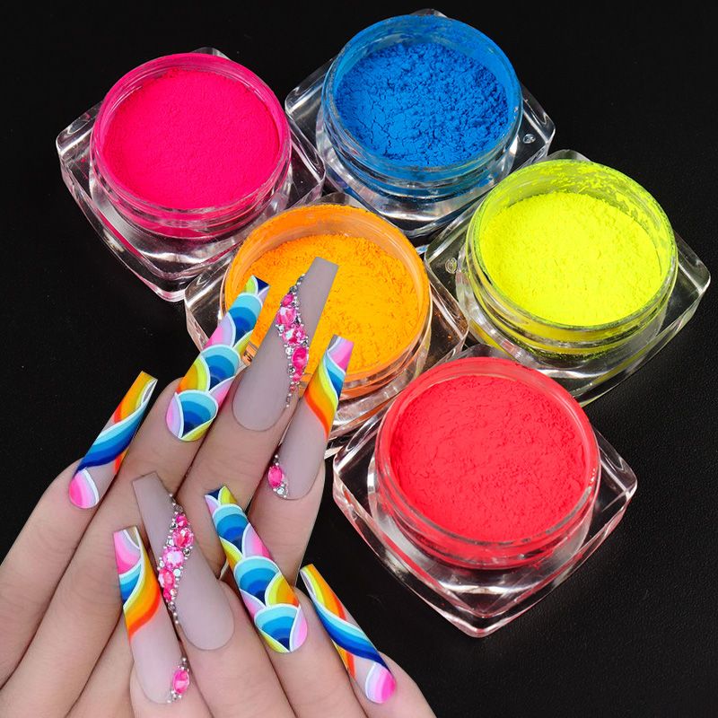 9 Boxes Neon Pigment Powder Nail Glitter Shimmer Nail Decoration  Accessories Colorful Dust For Manicure Art | Shop Now For Limited-time  Deals | Temu