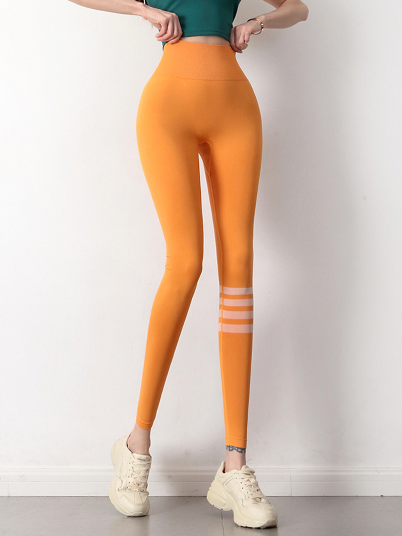 Funky Yoga Leggings Women, Orange Trippy 70s High Waisted Pants Cute P –  Starcove Fashion