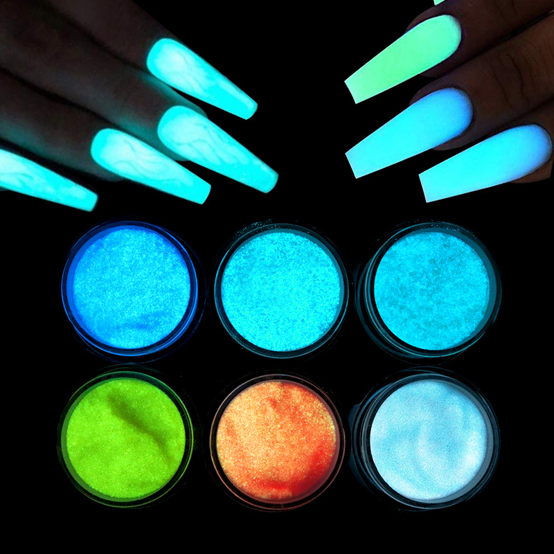 Glow-In-The-Dark Acrylic Powder 12Pcs/1Set of Powder of Glow In The Dark  ACrylic Powder+ Dip Powder Glow in the Dark Fluorescent