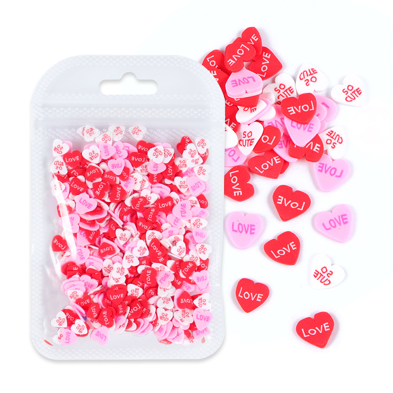 Roses and Sprinkles with Hearts Clay Slices - Valentine Beads and