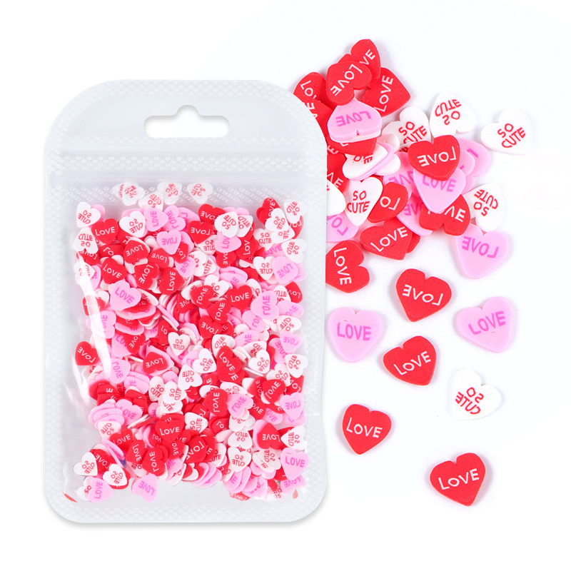 30Pcs/Pack 10mm Polymer Clay Love Beads Loose Beads Red Lucky Clay Beads  For DIY Jewelry Making Bracelet Necklace Accessories