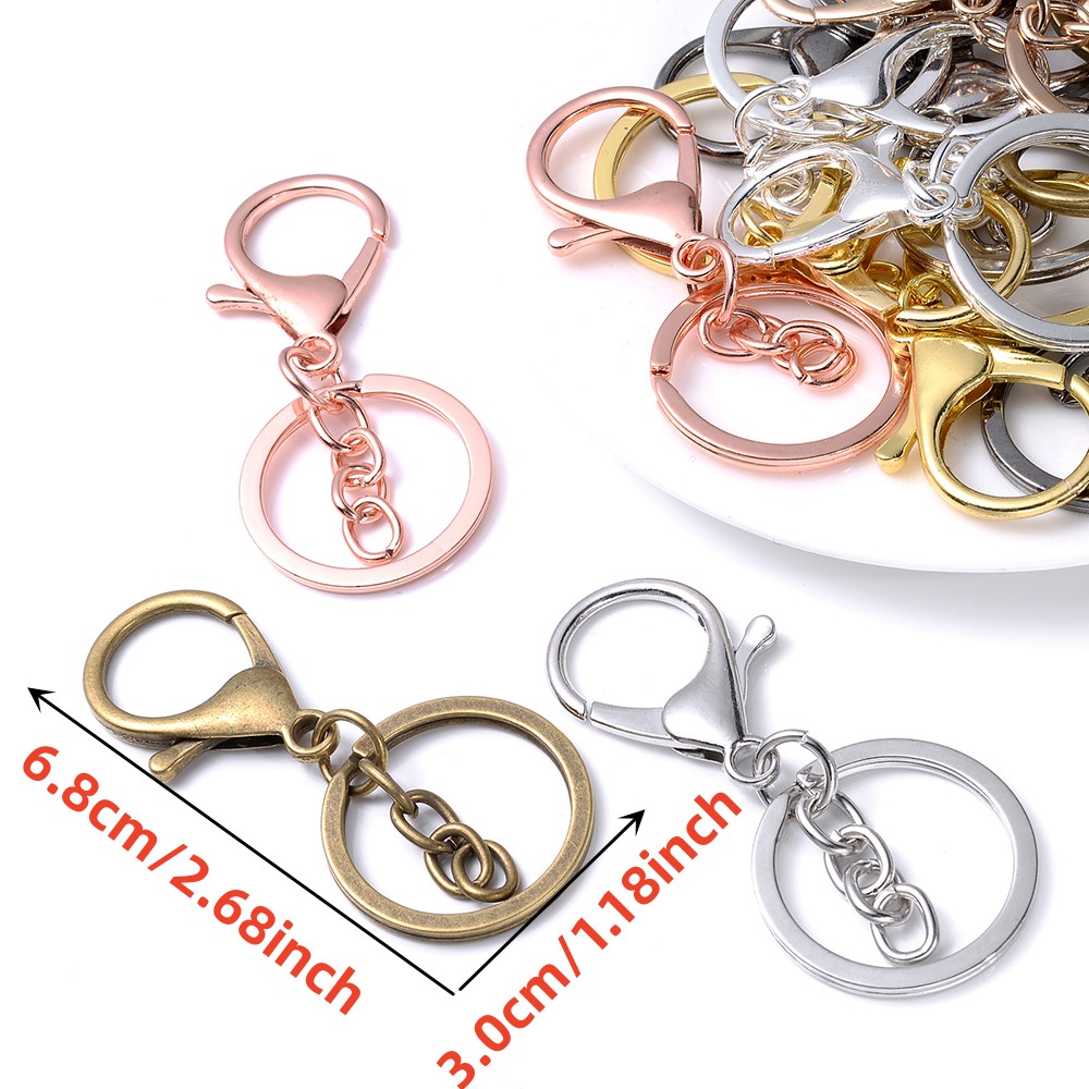 Swpeet 32Pcs 4 Shapes 4 Colors Lobster Claw Clasp Keychain Assortment Kit,  Dolphin Love Moon Star Shape Lobster Clasp Lanyard Pendant