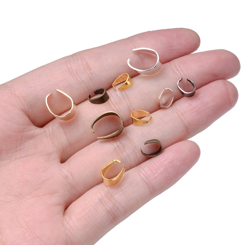  Mandala Crafts Metal Pendant Clasp Connectors Bails for  Necklace - Pinch Bails for Jewelry Making - Rose Gold Pinch Bail Pendant  Findings Charm Clasp Clips 50 PCs 6x17mm