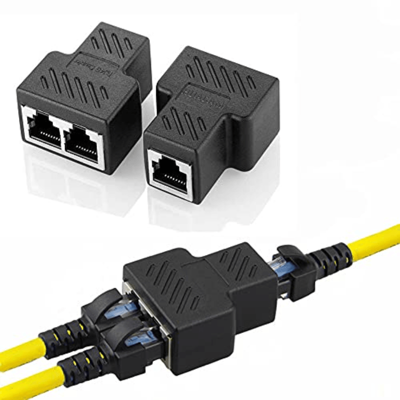 RJ45 1 to 2 Way LAN Ethernet Splitter Adapter Ports Cable Network Plug  Connector