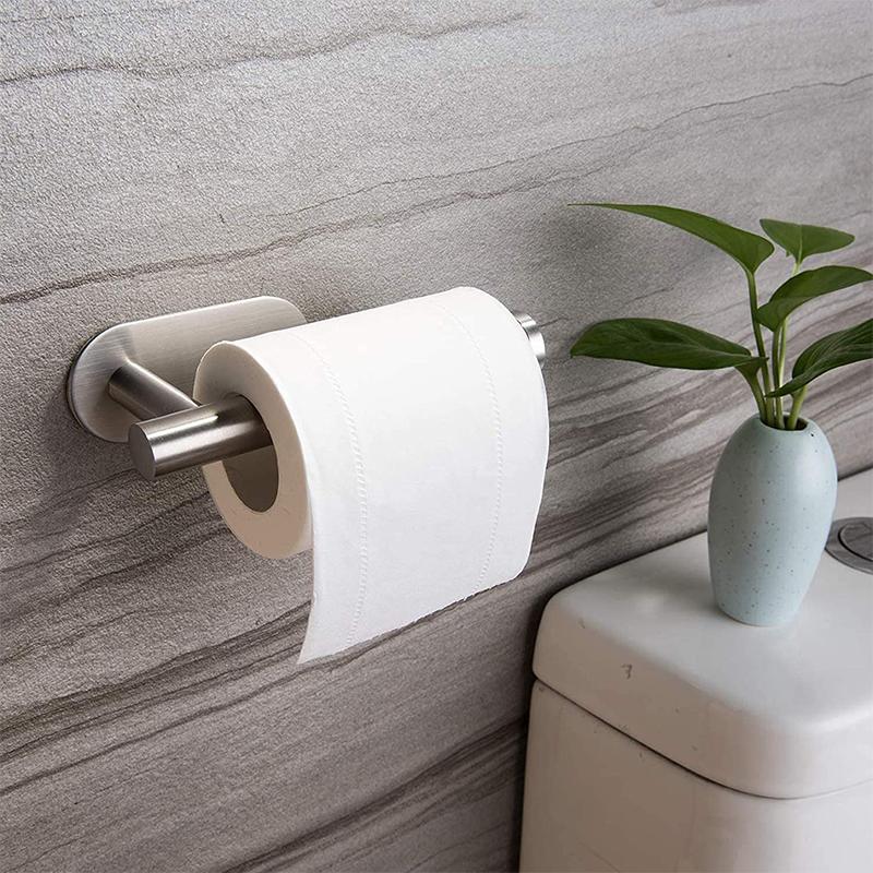 Stainless Steel Paper Towel Holder Adhesive Toilet Roll Paper Holder No  Hole Punch Kitchen Bathroom Toilet Lengthen Storage Rack