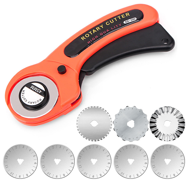 Rotary cutter with 45 mm circular blade. Rolling Knife for fabrics and paper
