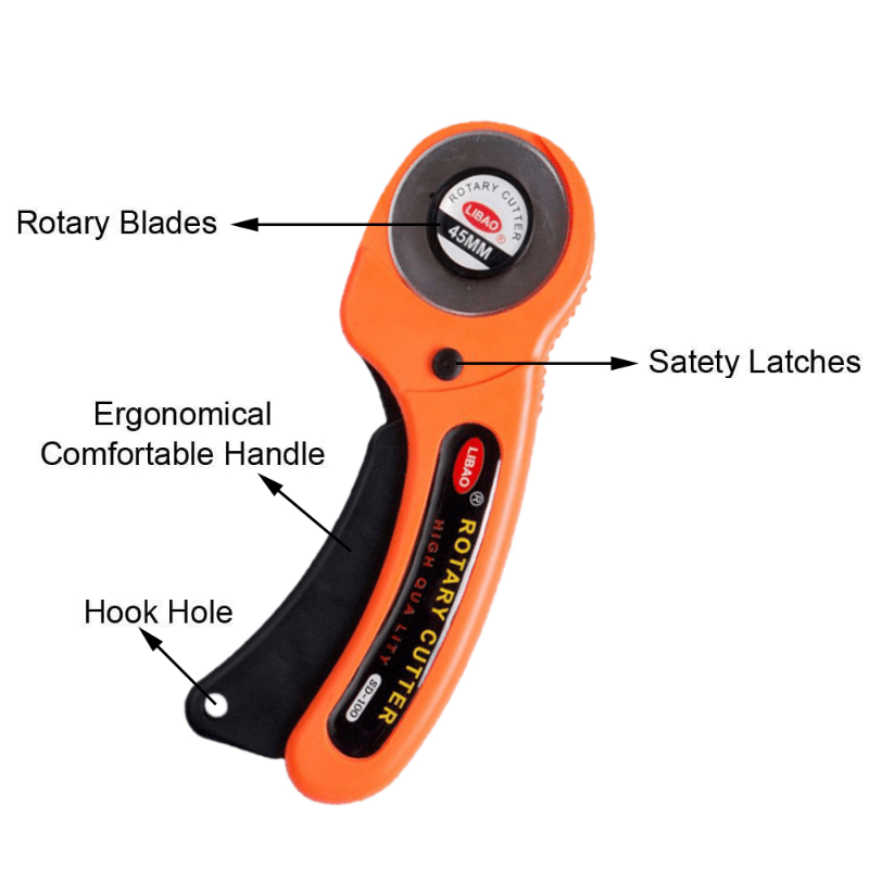 Rotary Cutter Fabric Cutting Wheel Leather Cutter DIY Cloth Tool+ 5 Spare  Blade 