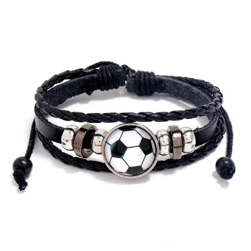 Leather Football Charm Bracelets, Football Jewelry Bracelets