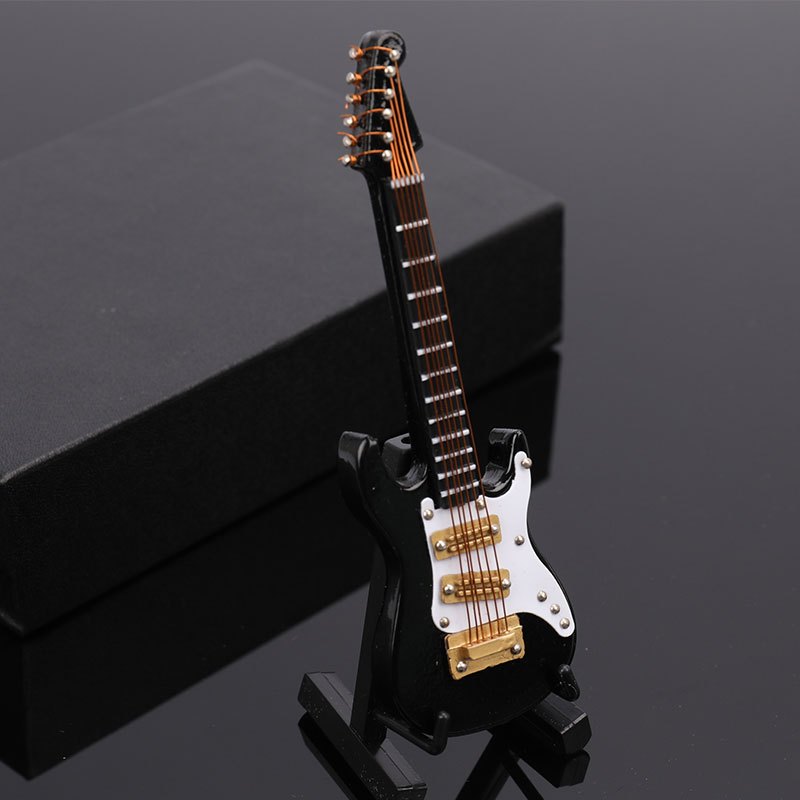Xnferty Modèle de Guitare Classique Miniature avec Support et étui Mini  Réplique D'instrument de Musique Modèle de Maison de Poupée Miniature à
