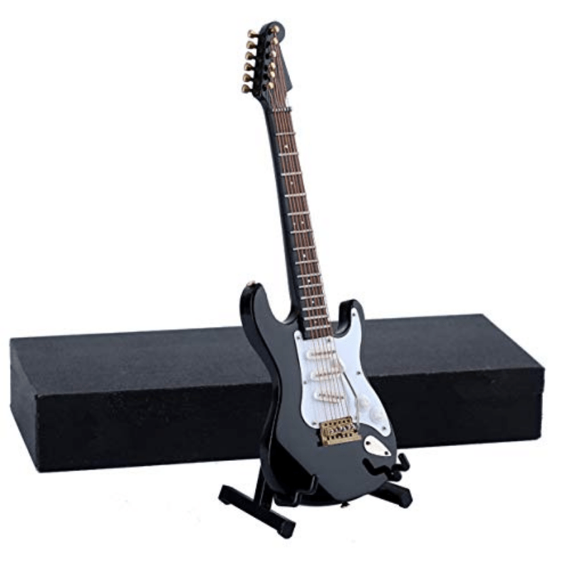 Mini guitare électrique avec support et étui mini instrument