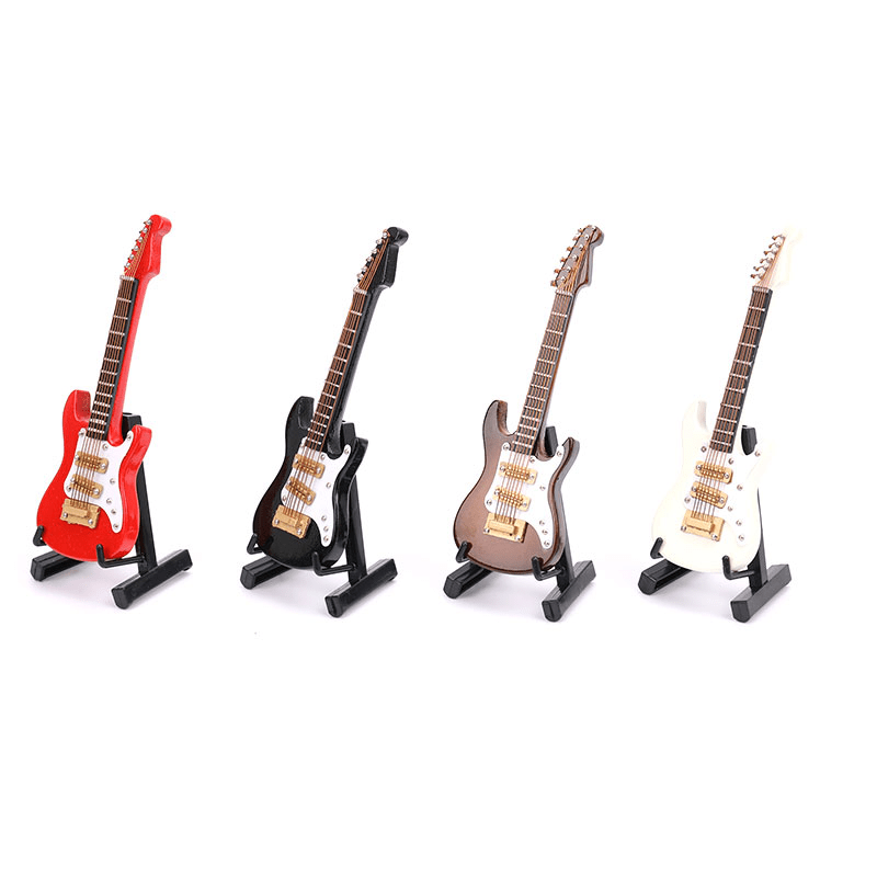 Guitare miniature en bois avec support et étui, mini réplique de guitare,  modèle de guitare exquis, mini guitare en tilleul raffiné, instrument de