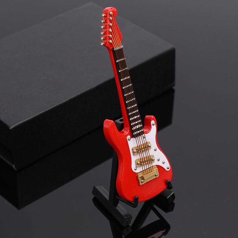 Guitare miniature avec support et étui, mini instrument de musique