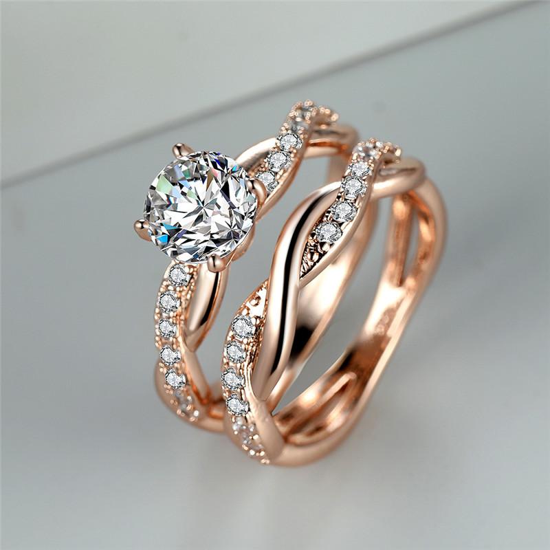 Sparkling Elegance, Rose Gold-Plated Ring, Rose gold plated