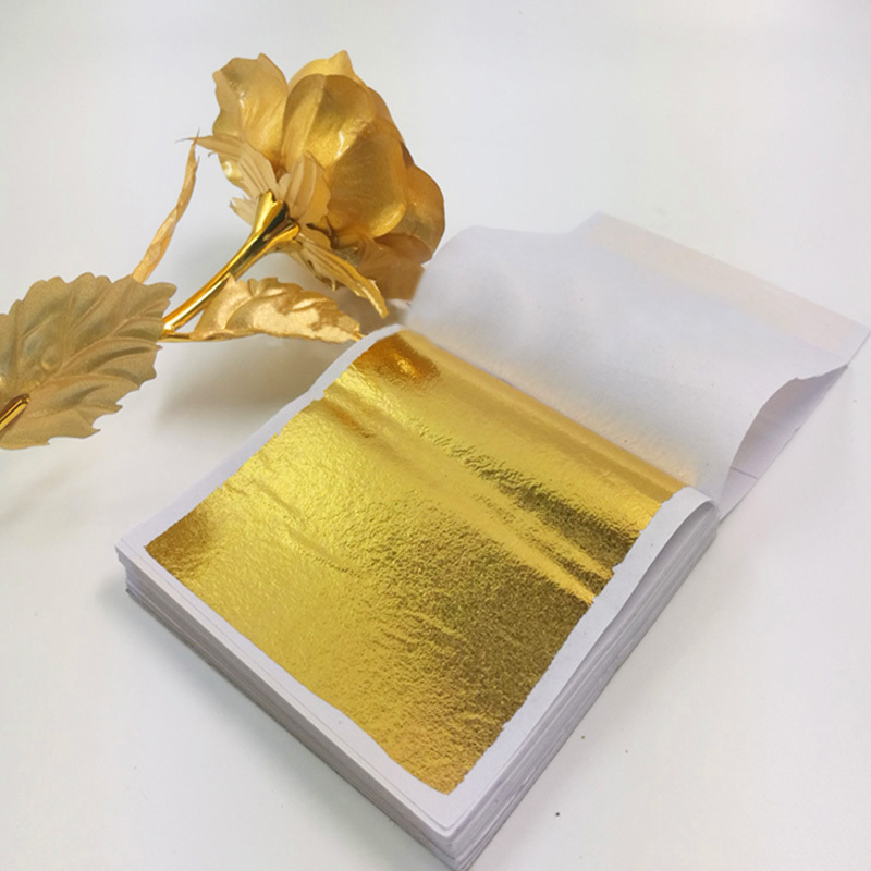 

100 Sheets Imitation Golden Silvery Foil Paper Leaf Gilding Diy Art Craft Paper Birthday Party Wedding Cake Dessert Decorations