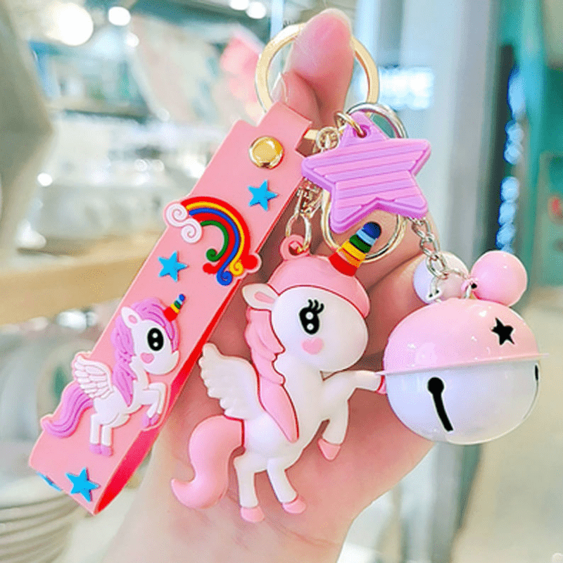 Cute Fur Ball Pom Pom Keychain With Unicorn Bells Keyring For Womens Bag  Wallet Car Decoration - Jewelry & Accessories - Temu Netherlands