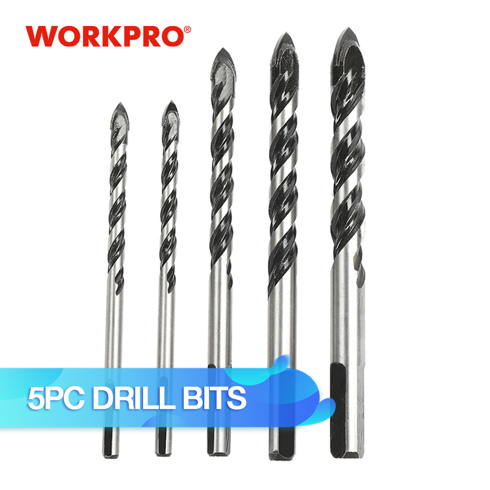 5pcs Workpro Drill Bits Multifunctional Drill Bit Set For Concrete 