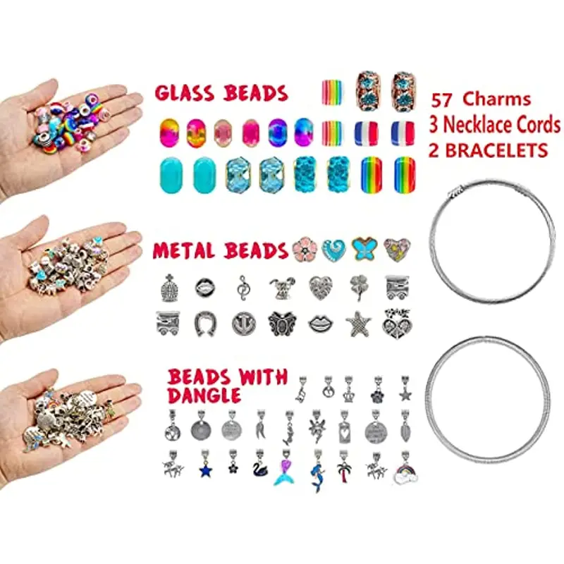 MONOBIN Charm Bracelet Making Kit for Girls, 130 Pieces Jewelry Making  Supplies, Charm Beads for Jewelry Bracelets DIY Craft Kit - Gifts Idea for  Teen