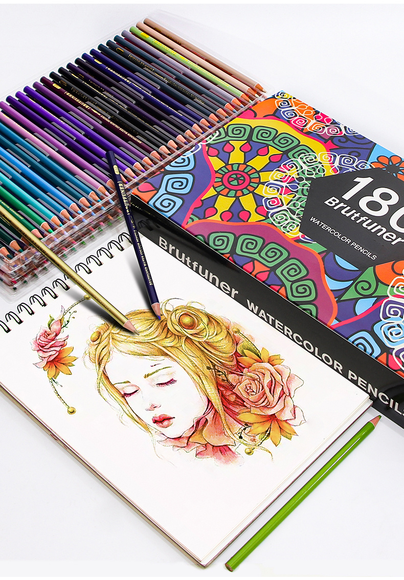 Brutfuner – Crayons de couleurs professionnels pour le dessin, disponible  en 48/72/120/160/180, en bois effet doux style aquarelle ou peinture à