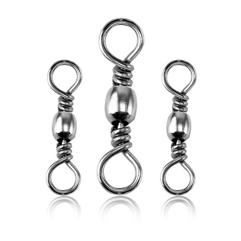 Fish Rolling Ball Bearing Barrel Swivel Carbon Steel Fishing Swivels Rings  Snap Swivels Fishing Hook Quick Removal Barrel Swivels with Snaps