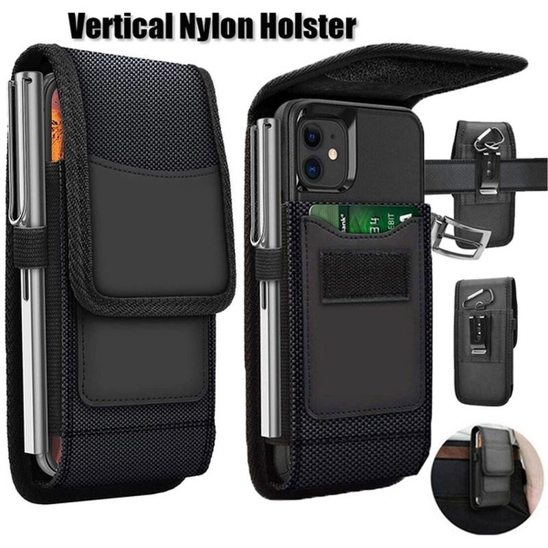 Haweel Encased Cell Phone Pouch Holster Nylon Cloth Phone Belt Clip  Carrying Pouch With Card Slot(black) - Temu