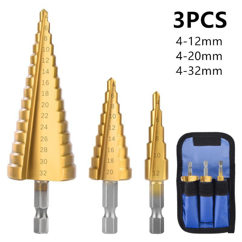 Metal Step Drill Bit Set With HSS Steel Cone And Titanium Coated Titanium  Step Drill Bit Kit With From Allmall, $23.93