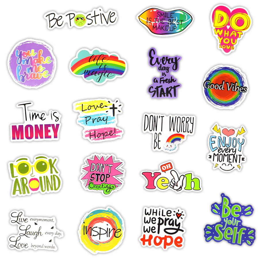 50pcs Motivational Phrases Stickers, Aesthetic Cute Stickers, For Notebook  Laptop Phone Car Moto Inspirational Quotes Sticker