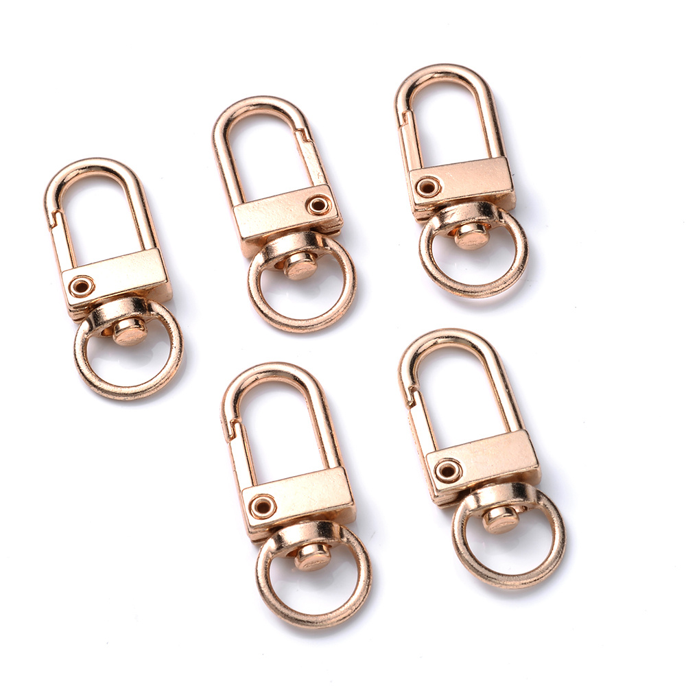 SEWACC 105 Sets D Buckle DIY Lobster Clasps D Rings D Ring Hanging Buckle 1  Inch d Ring D-Ring Metal Snap Buttons Keychain Clips for Crafts to Rotate