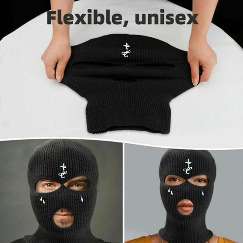 Unisex Adult 3 Hole Full Face Cover Knitted Ski Mask Chic Gun Print Warm  Balaclavas Cap Beanie for Outdoor Sports A Black at  Men's Clothing  store