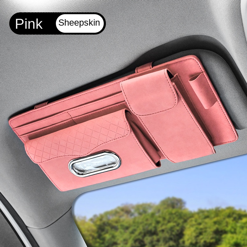  ATMOMO Pink Car Sun Visor Glasses Case Sunglasses Holder Clip  Box Car Sunglasses Organizer Mount with Ticket Card Clip : Automotive