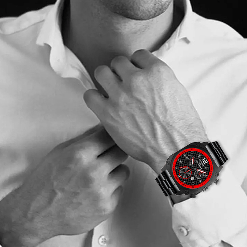 CUENA Relógio masculino de pulso à prova d'água com cronógrafo de quartzo,  relógios masculinos modernos e modernos, relógio esportivo com pulseira de