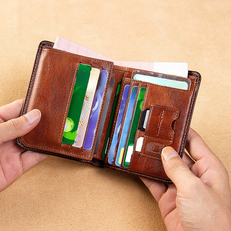 1 billetera 3 en 1 de cuero para hombre, billetera multifuncional, estuche para tarjetas, paquete de identificación.