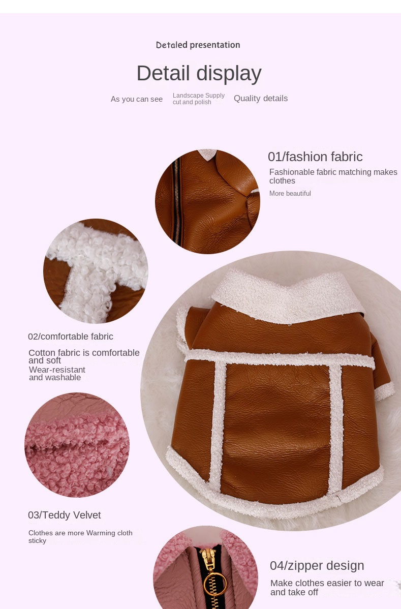 Dog Fleece Coat Clothes Winter Warm Pet Apparel Jacket Small Medium