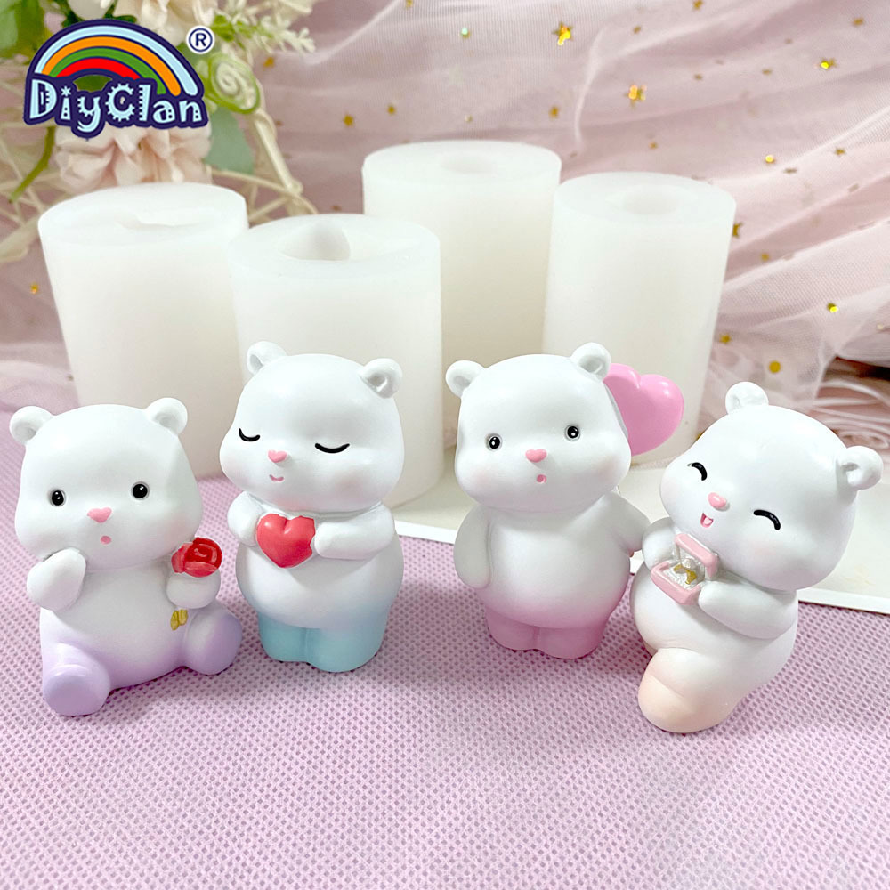 3D Violent Bear Silicone Candle Mold Diy Cute Animal Aromatherapy Plaster  Soap Crafts Resin Making Tools for Home Decor Gifts