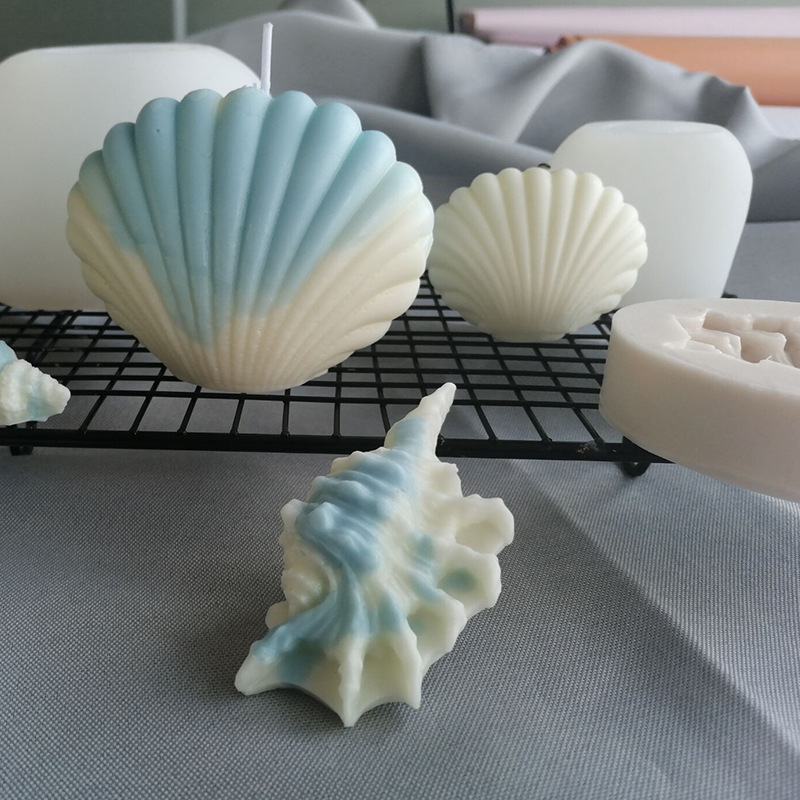 Silicone Fish Scale Shell Candle Mold Marine DIY Marine Animal Scallop  Aromatherapy Handmade Soap Mold Candle