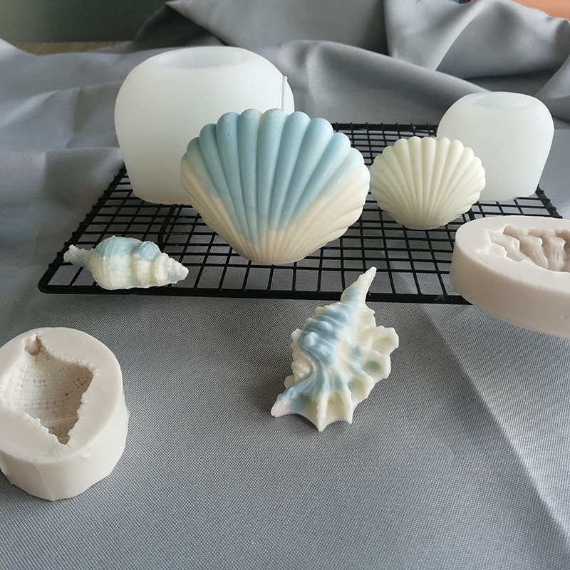 Silicone Fish Scale Shell Candle Mold Marine DIY Marine Animal Scallop  Aromatherapy Handmade Soap Mold Candle