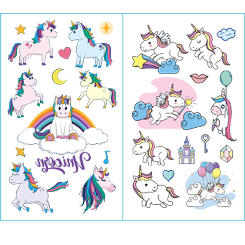 Acquista 10 pz/lotto Set di Tatuaggi Unicorno a Colori Viso Tatuaggio  Temporaneo Bambino Adesivo per Tatuaggi Corpo Tatoo per Bambini Tatuaggi  per Bambini Tatuaggi Svegli