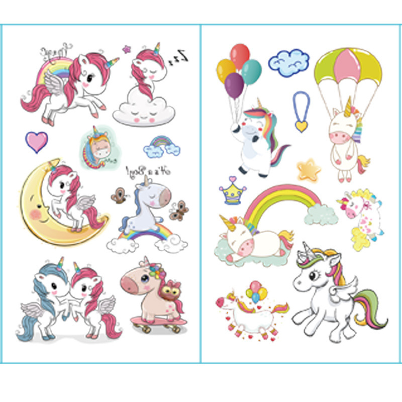 Acquista 10 pz/lotto Set di Tatuaggi Unicorno a Colori Viso Tatuaggio  Temporaneo Bambino Adesivo per Tatuaggi Corpo Tatoo per Bambini Tatuaggi  per Bambini Tatuaggi Svegli