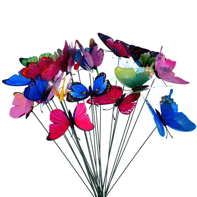 Juego de 12 mariposas de plumas monarca con purpurina en alambre para  arreglos florales y decoraciones de bricolaje (fucsia)