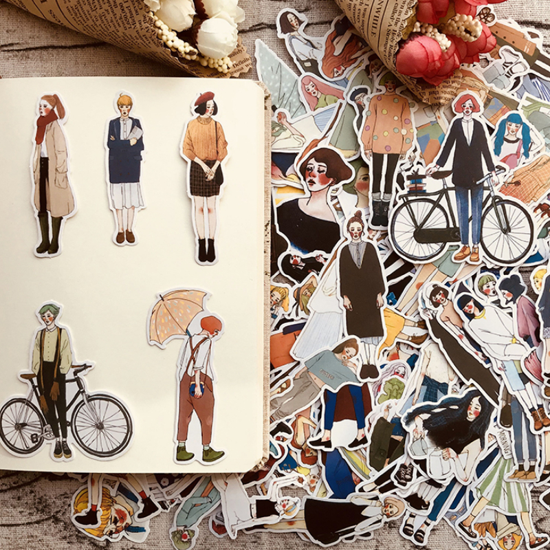 108 PCS People Stickers Urban Lovely Fashion Girls Stickers Not repeating  Waterproof Handbook Dolls Stickers for Art Journaling Bullet Junk Journal