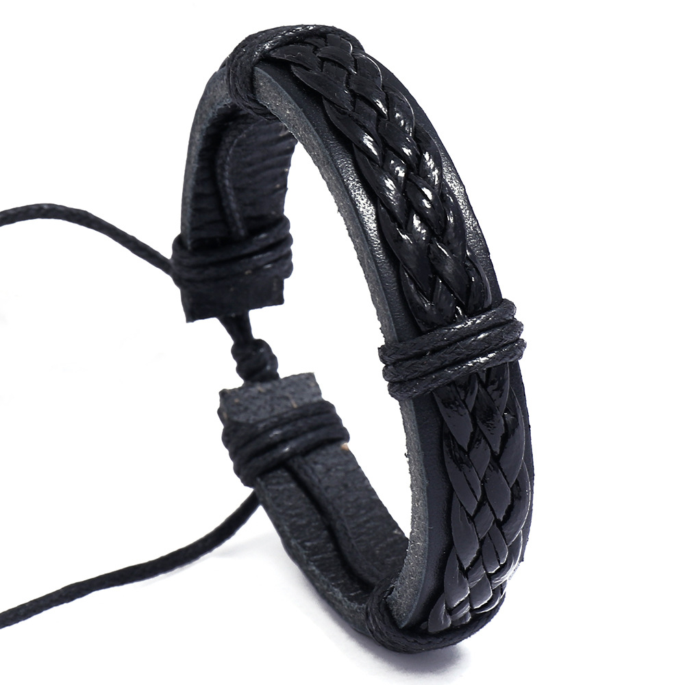 1pc Vintage Braided Leather Bracelet Minimalistic Versatile Cuff Wrap ...