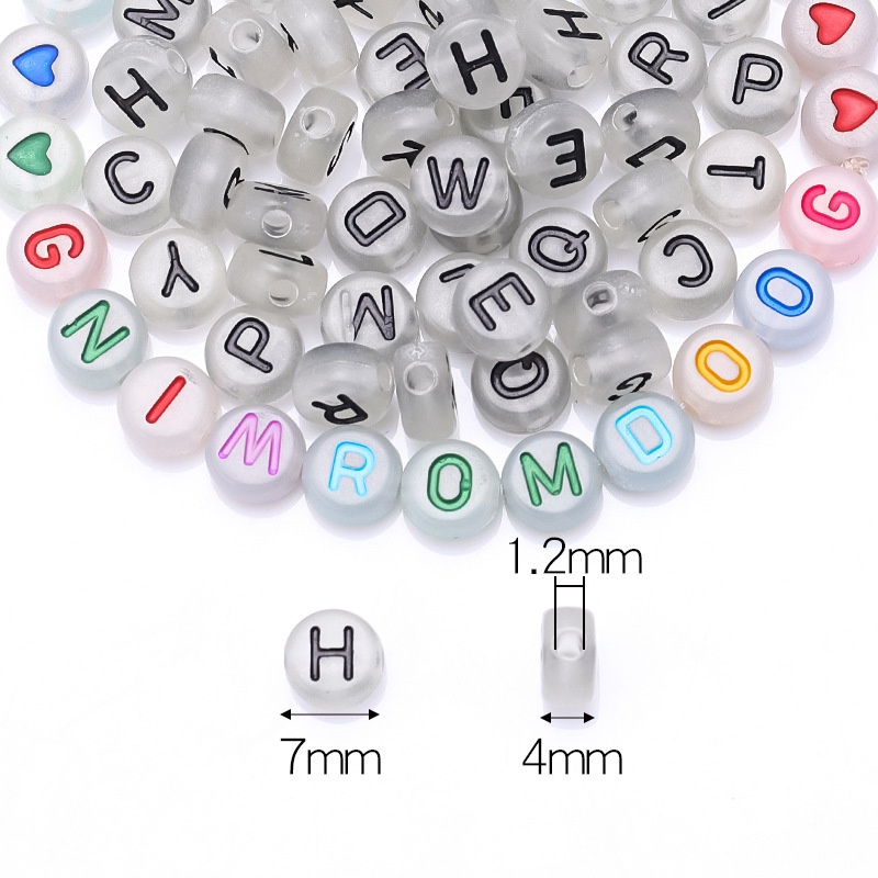 Night Glow-in-the-Dark 10mm Coin Alpha Beads - Black Letter Mix (144pc