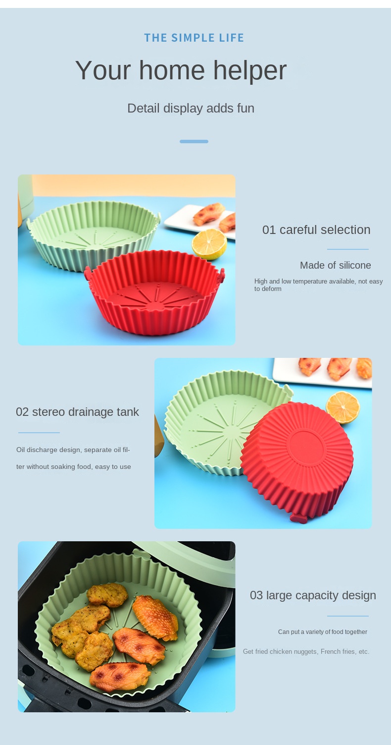 Air Fryer Silicone Baking Tray Round Thickened Air Fryer - Temu