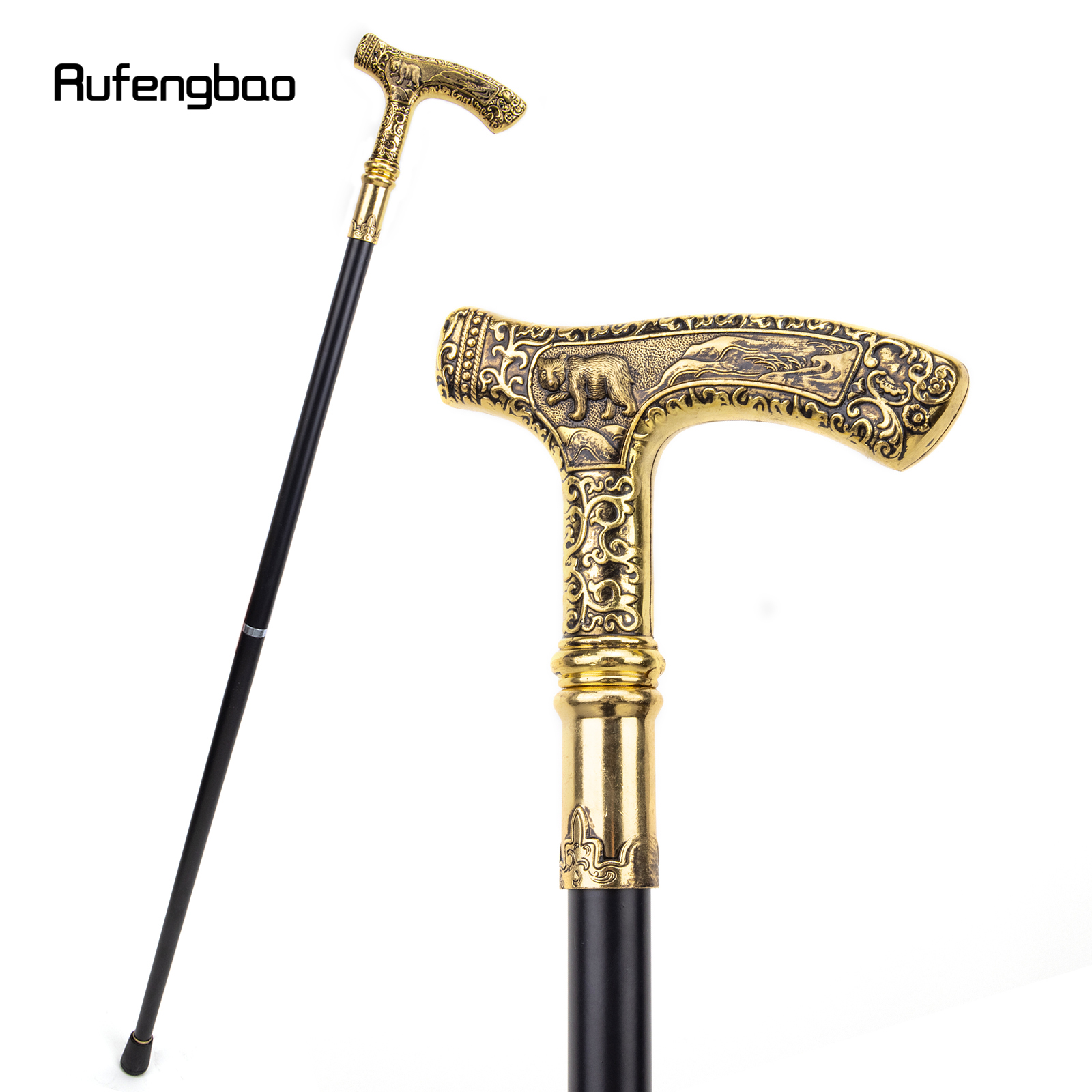 1pc Golden Goat Handle Luxury Pattern Walking Stick, Party Fashion Elegant  Walking Stick Decorative Cosplay Cane Knob Crosier 90cm/35.43inch