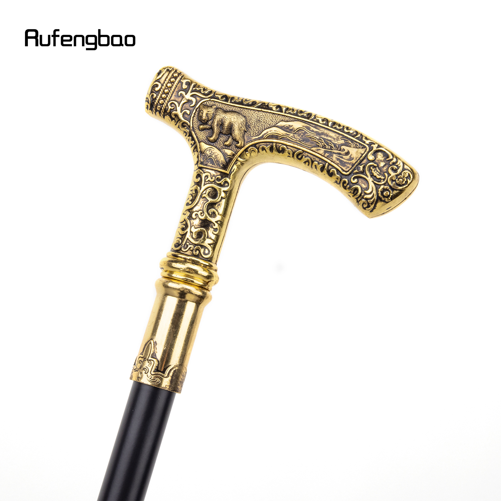 Golden Luxury Curve Line Type Walking Cane Fashion Decorative Walking Stick  Gentleman Elegant Cosplay Cane Knob Crosier 93cm/36.61inch