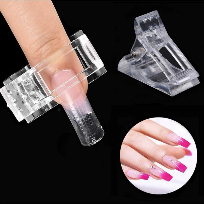 10Pcs Pink Color Nail Tips Clip for Quick Building Polygel nail forms Nail  clips for polygel Finger Nail Extension UV LED Builder Clamps Manicure Nail  Art Tool 
