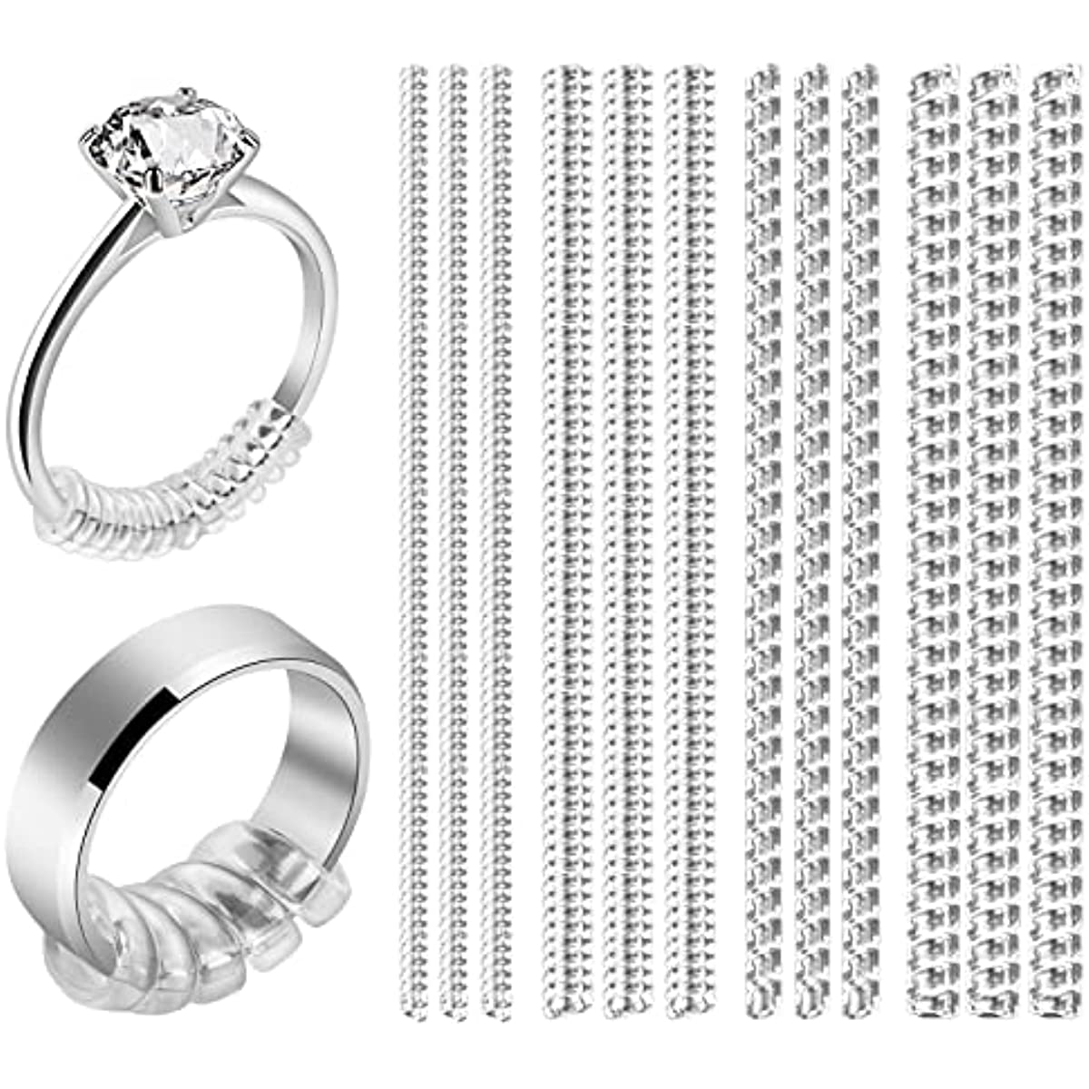 12Pcs Invisible Ring Size Adjuster TPU Ring Guard Clear Ring Size