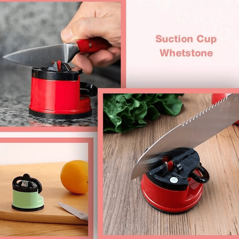 Knife Sharpener w/Non-Slip Suction Cup, Hands Free 2-Stage